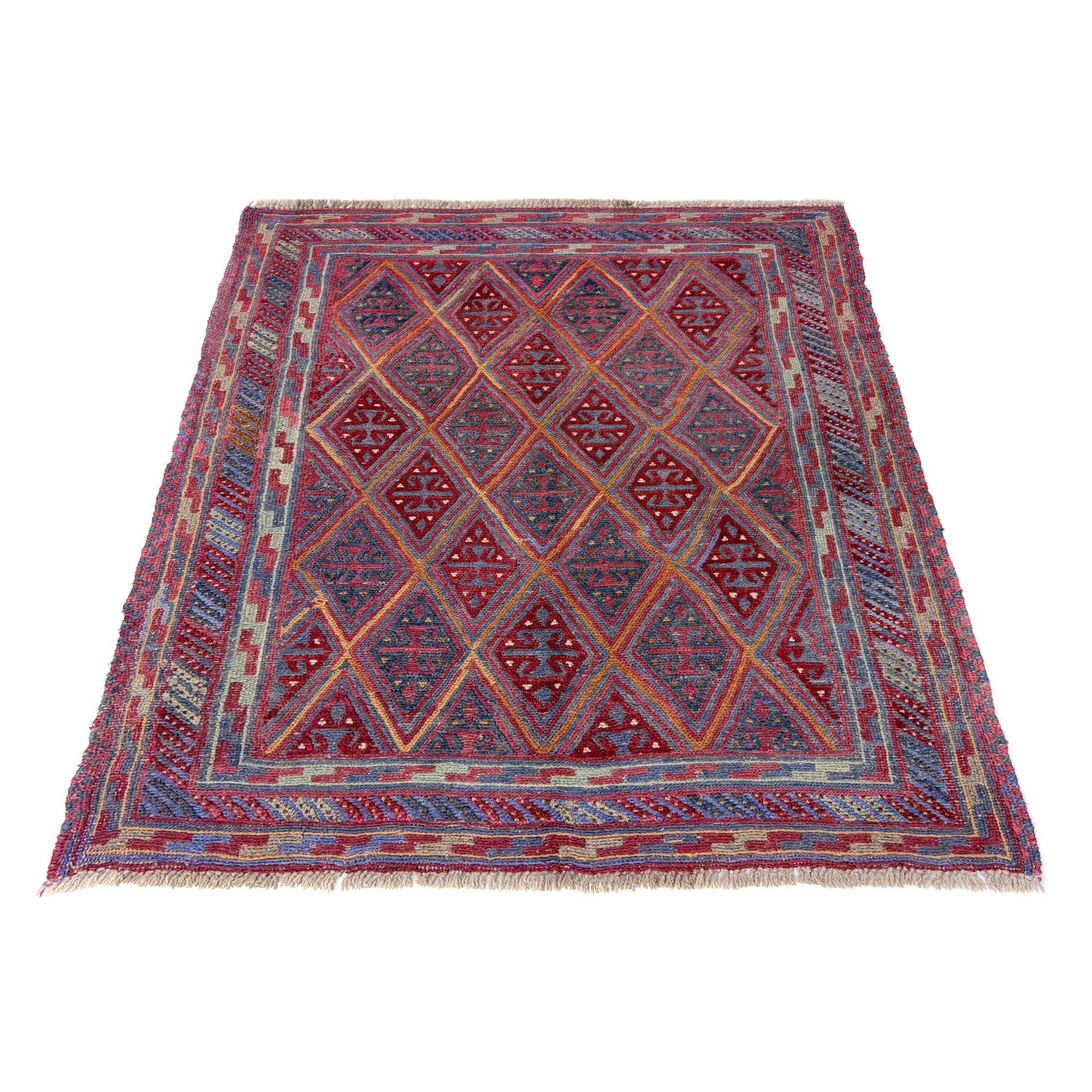 Small Square Mashwani Rug 3' 8" x 4' 2" ft / 113 x 126 cm - No. Y39539