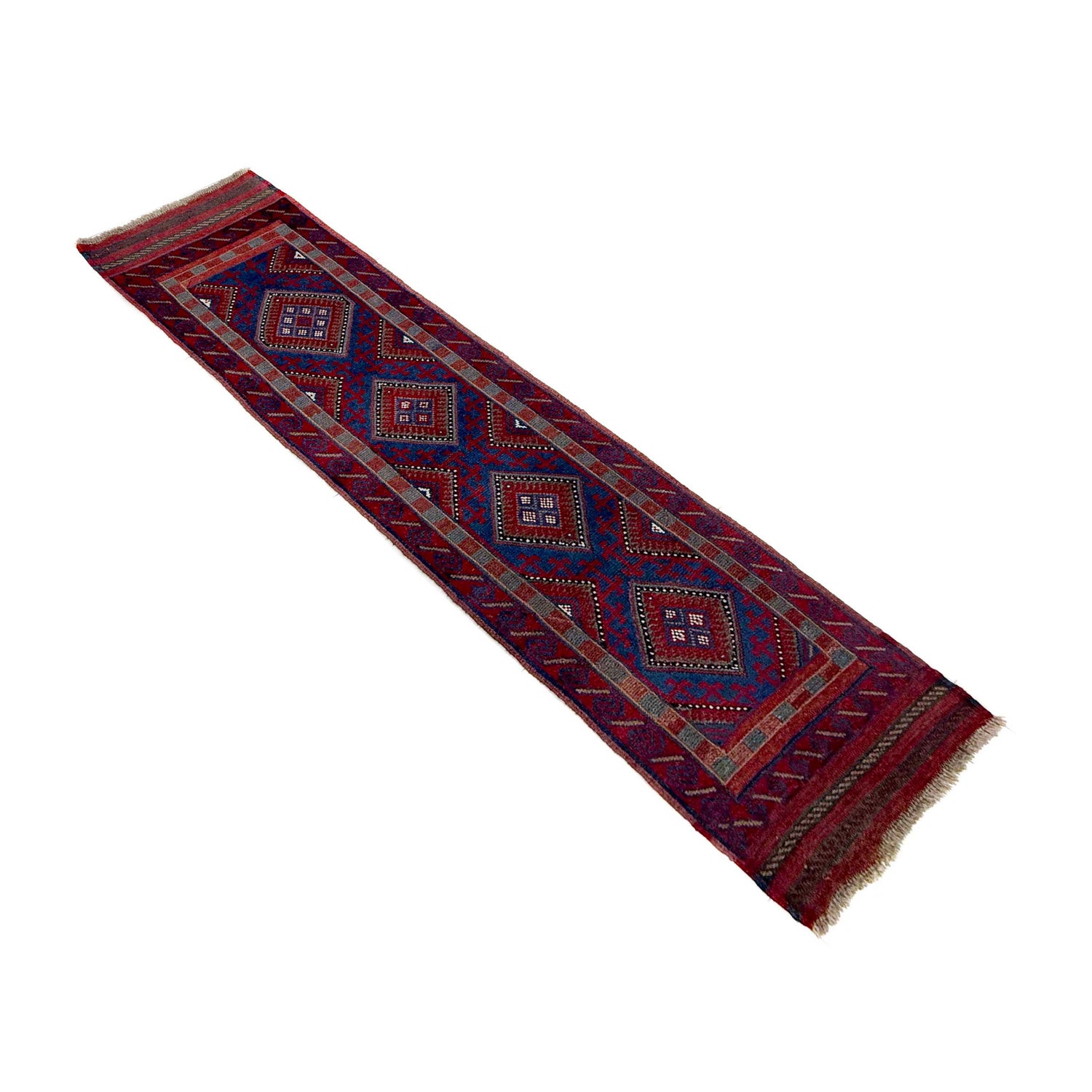 Handmade Afghan Runner Rug 2' 0" x 8' 0" ft / 62 x 243 cm - No. Y39541