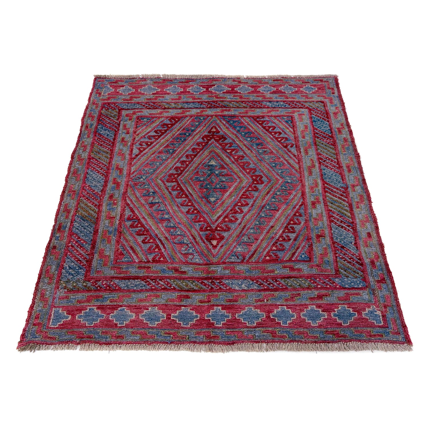 Handmade Afghan Carpet 3' 8" x 4' 2" ft / 111 x 127 cm - No. Y39547