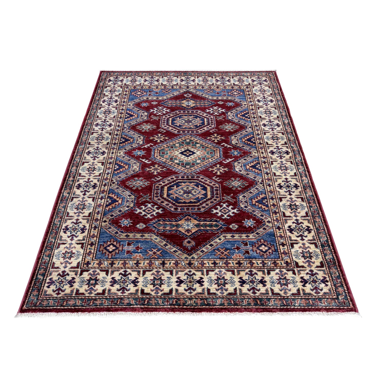 Fine Kazak Oriental Rug 4' 0" x 5' 11" ft / 123 x 181 cm - No. Y39555