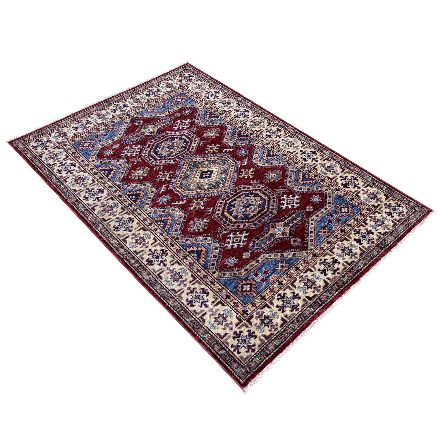 Fine Kazak Oriental Rug 4' 0" x 5' 11" ft / 123 x 181 cm - No. Y39555