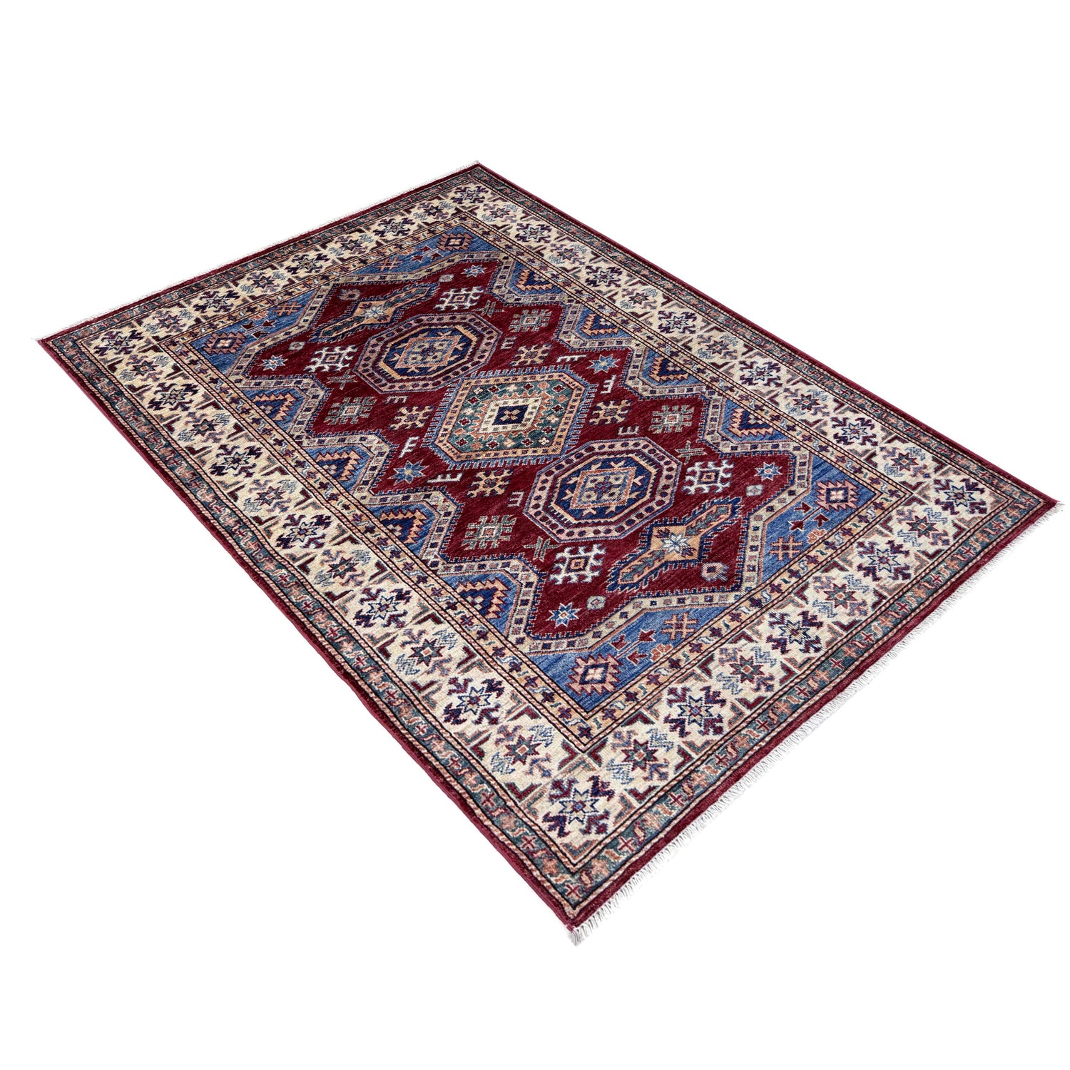 Fine Kazak Oriental Rug 4' 0" x 5' 11" ft / 123 x 181 cm - No. Y39555