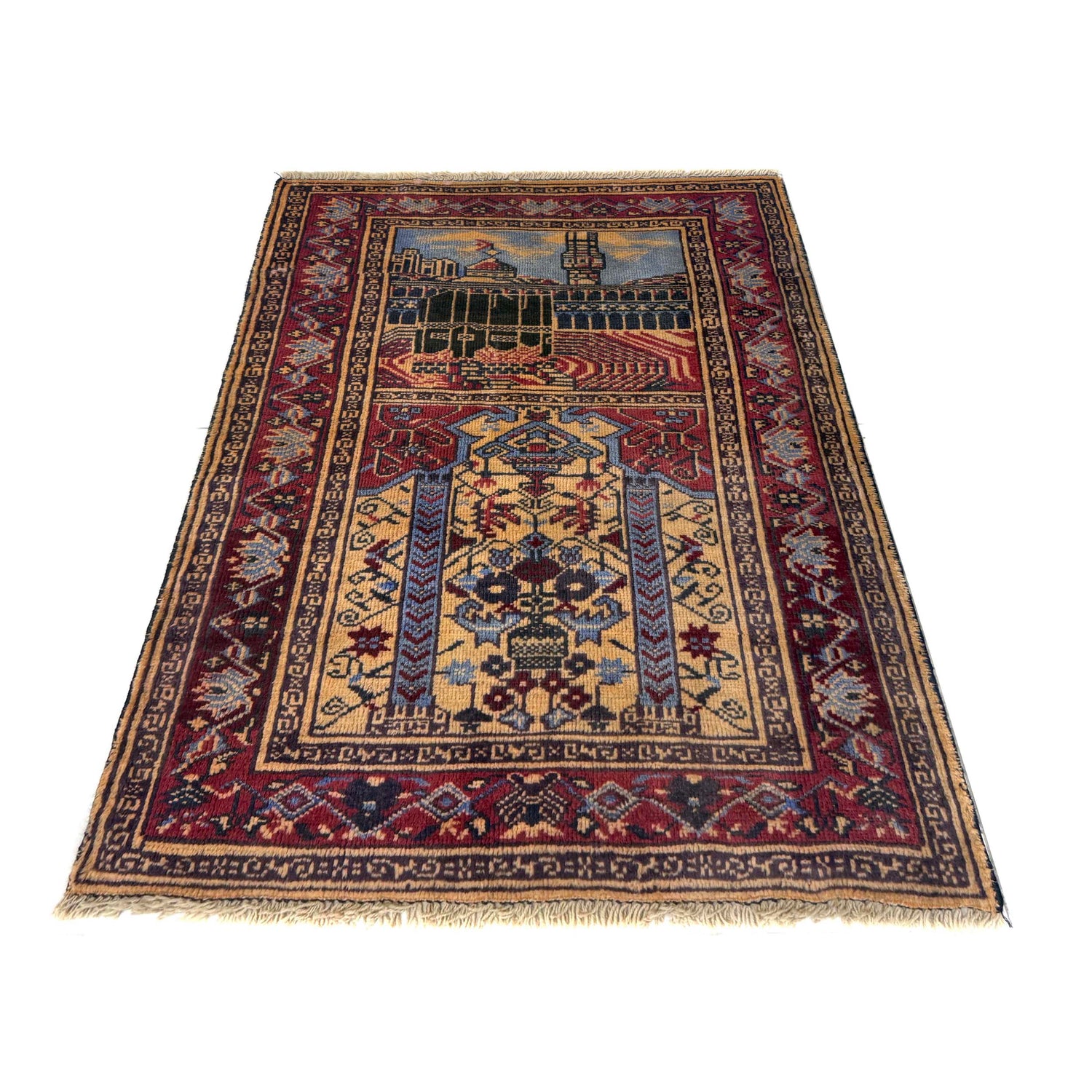Islamic Prayer Carpet 2' 8" x 3' 8" ft / 82 x 111 cm - No. Y39568
