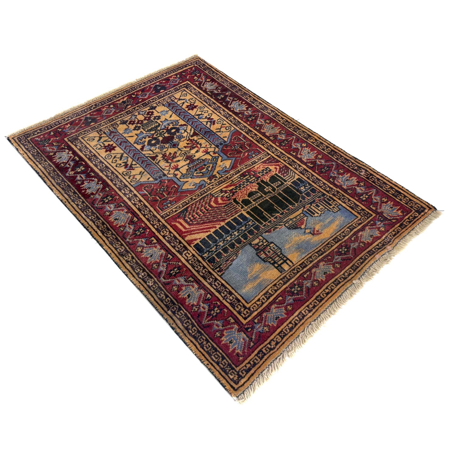 Islamic Prayer Carpet 2' 8" x 3' 8" ft / 82 x 111 cm - No. Y39568
