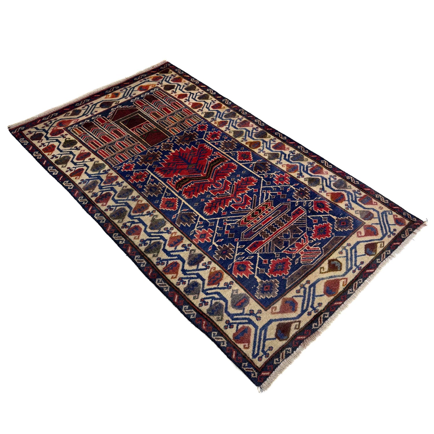 Handmade Prayer Rug 2' 7" x 4' 8" ft / 78 x 141 cm - No Y39569