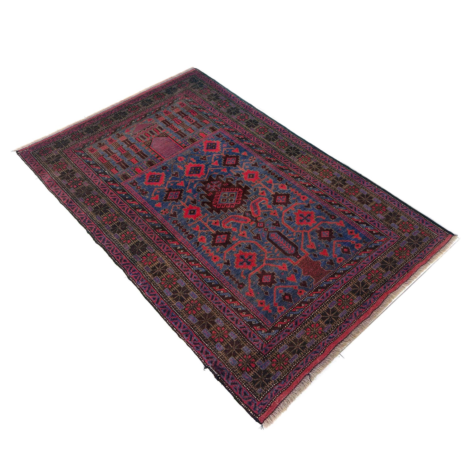 Muslim Prayer Rug 2' 11" x 4' 5" ft / 90 x 135 cm - No. Y39573