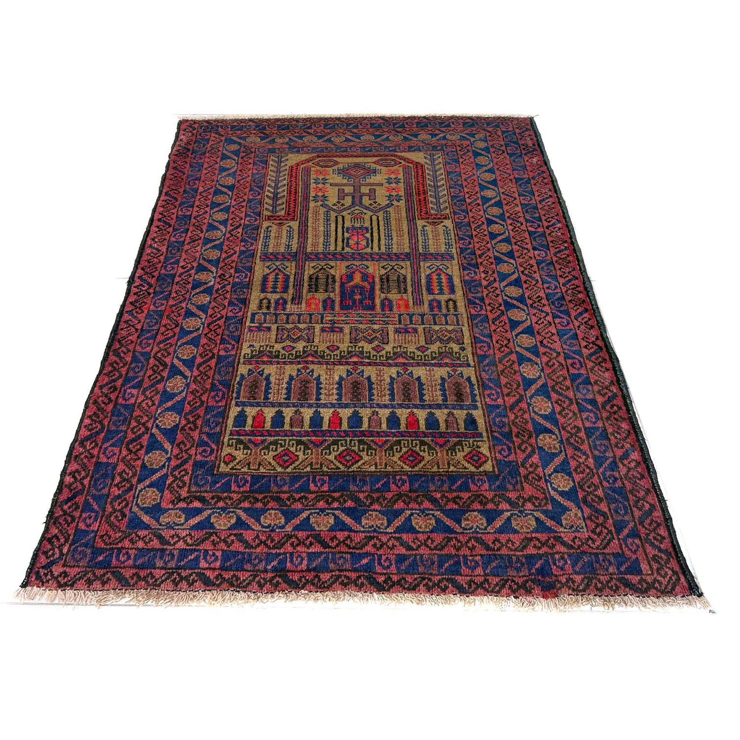 Islamic Prayer Carpet 2' 11" x 3' 9" ft / 88 x 115 cm - No. Y39577