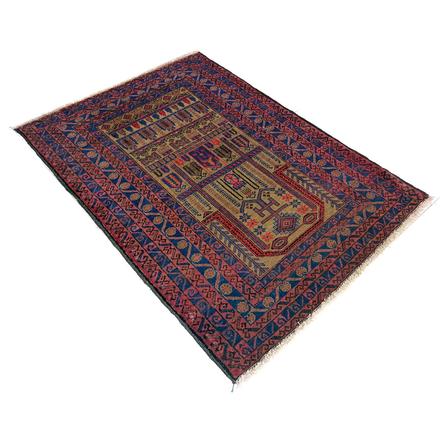 Islamic Prayer Carpet 2' 11" x 3' 9" ft / 88 x 115 cm - No. Y39577