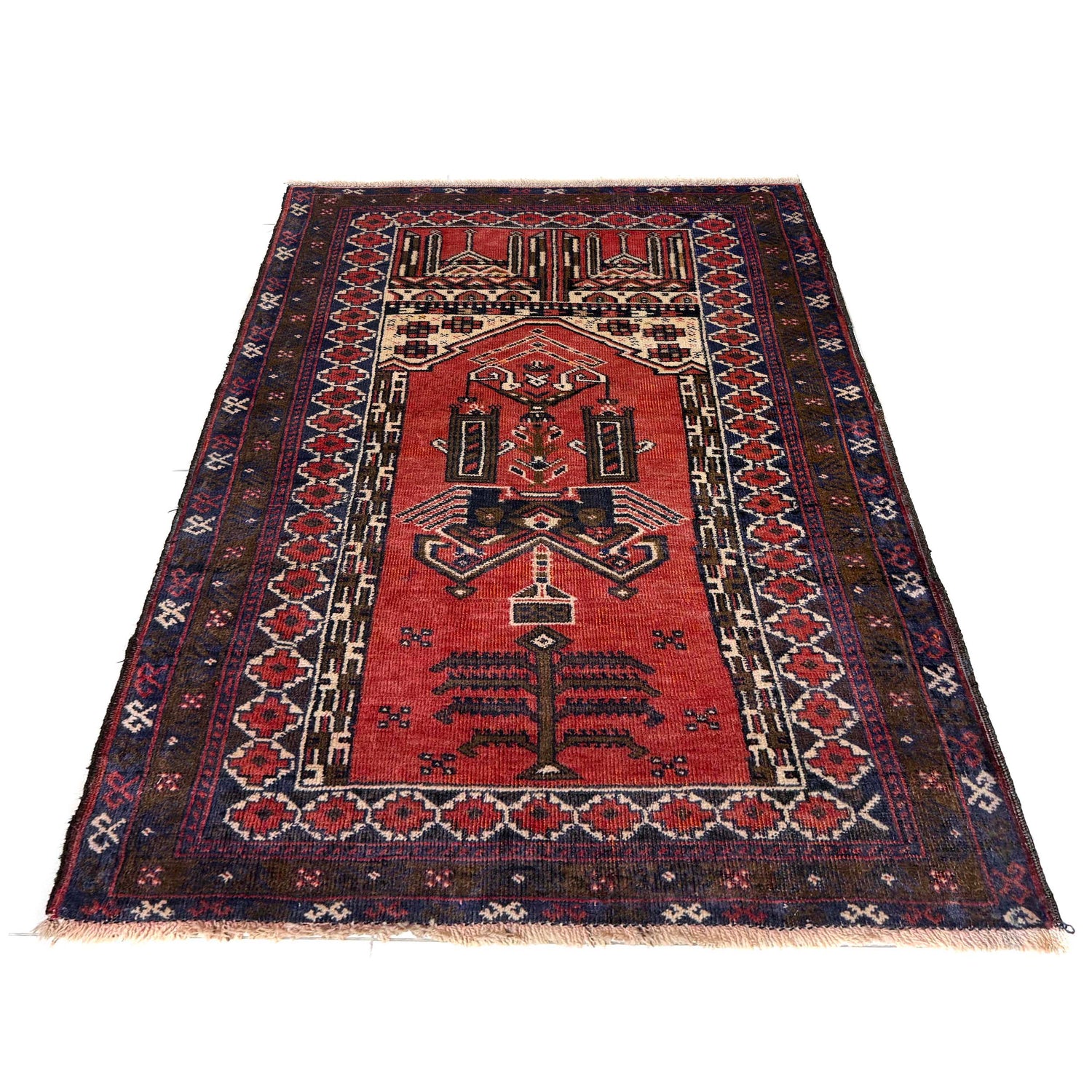 Handmade Prayer Rug 2' 10" x 4' 3" ft / 87 x 130 cm - No. Y39581