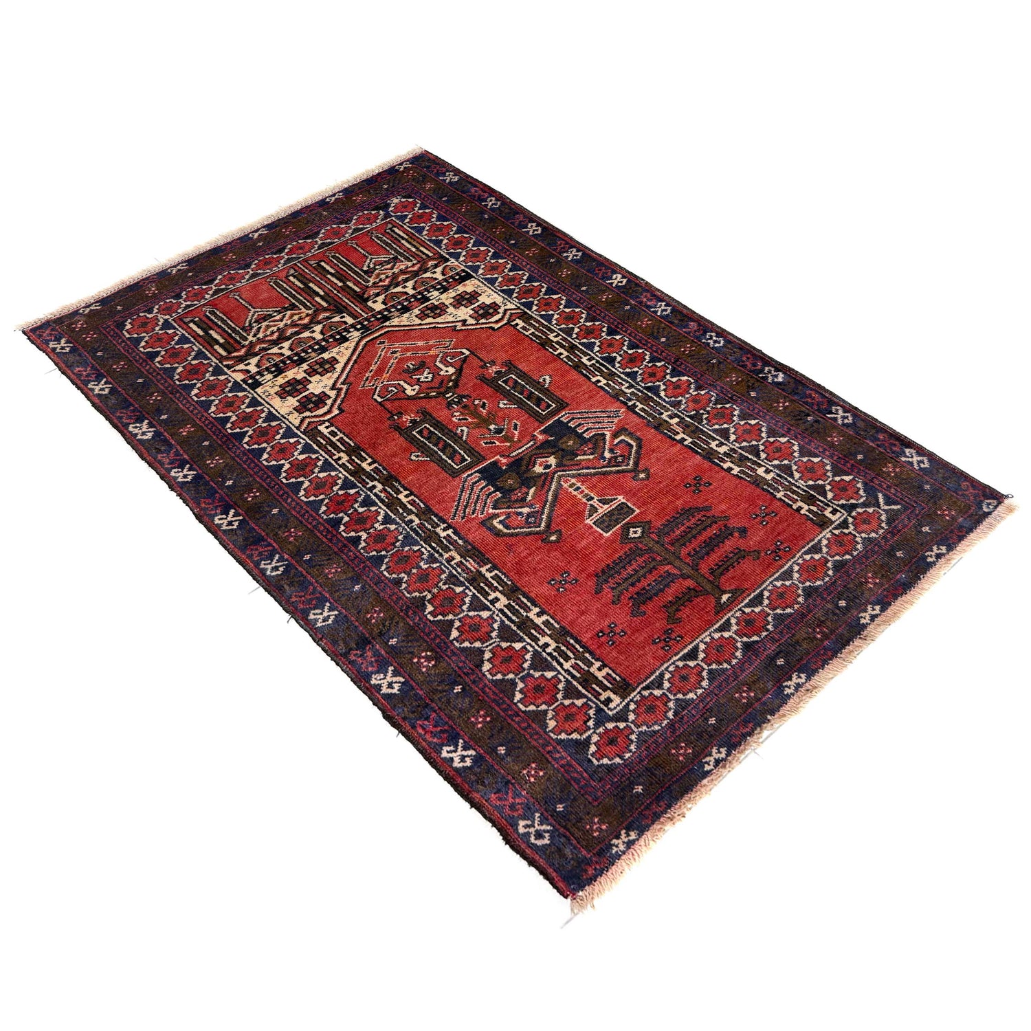 Handmade Prayer Rug 2' 10" x 4' 3" ft / 87 x 130 cm - No. Y39581