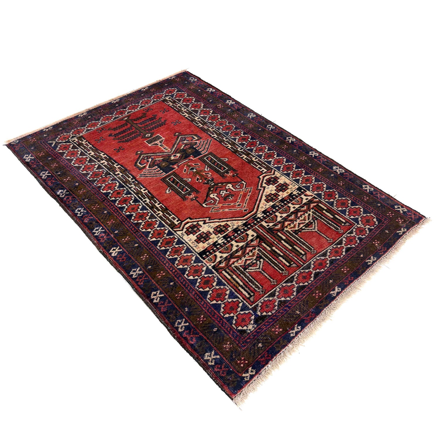 Handmade Prayer Rug 2' 10" x 4' 3" ft / 87 x 130 cm - No. Y39581