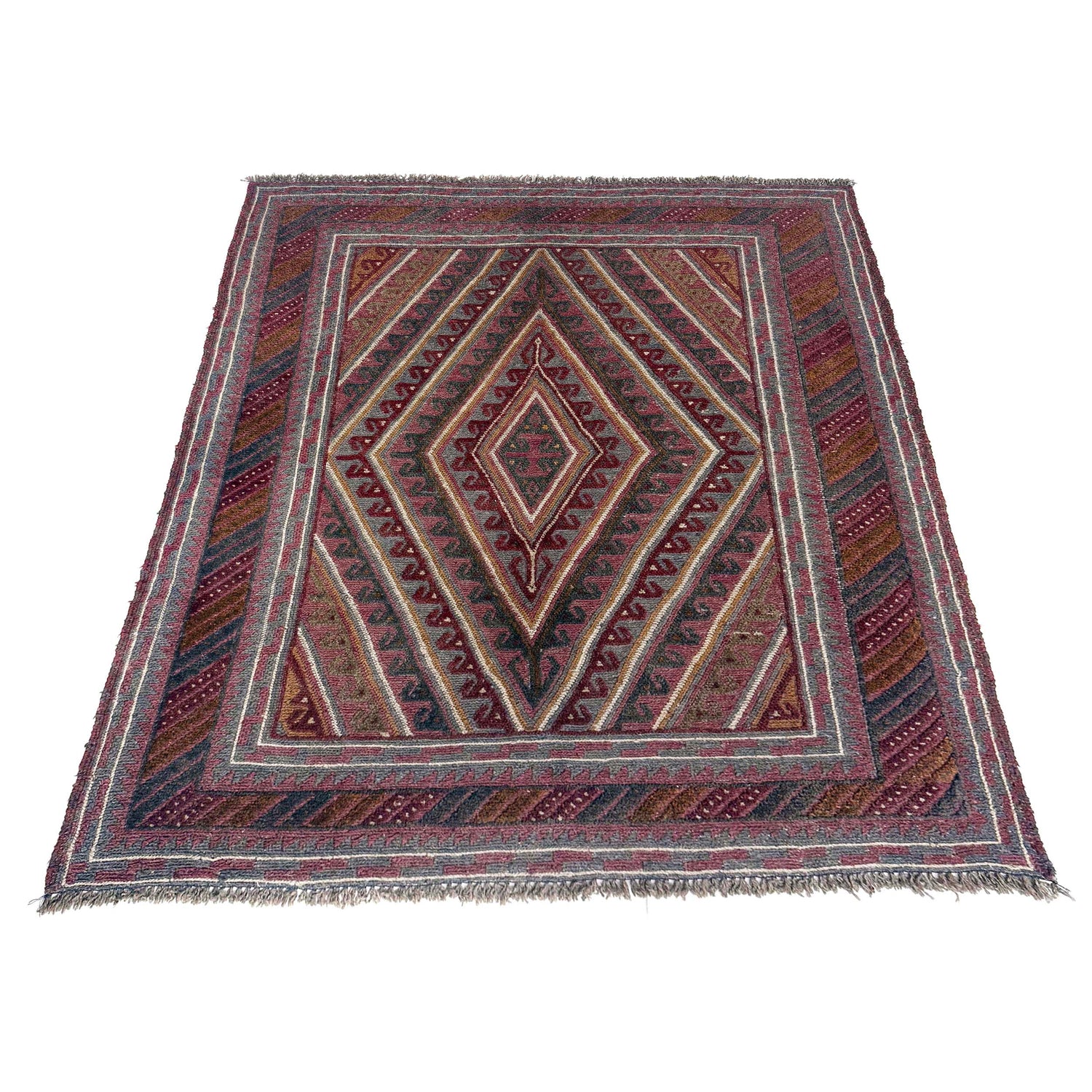 Handmade Afghan Carpet 3' 10" x 4' 4" ft / 117 x 132 cm - No. Y39587