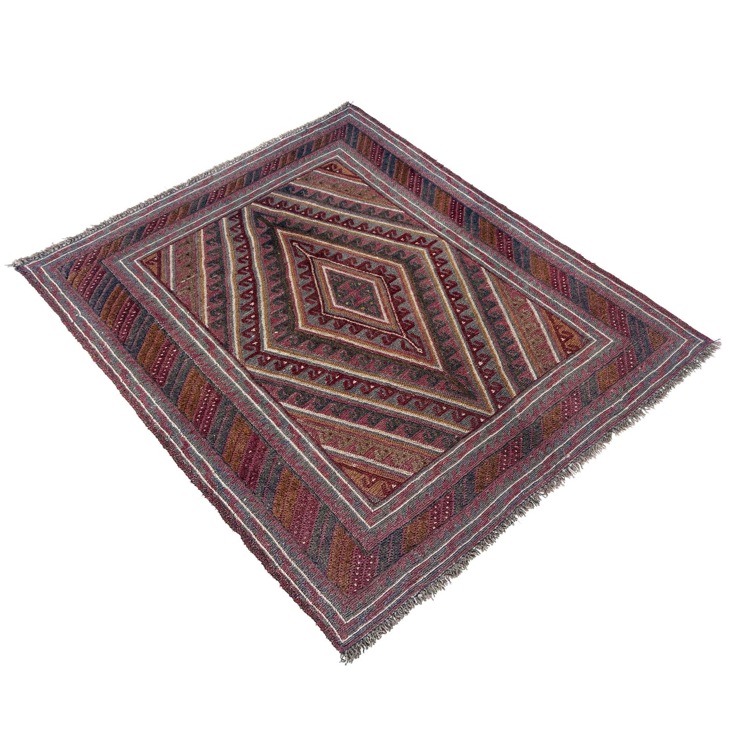 Handmade Afghan Carpet 3' 10" x 4' 4" ft / 117 x 132 cm - No. Y39587