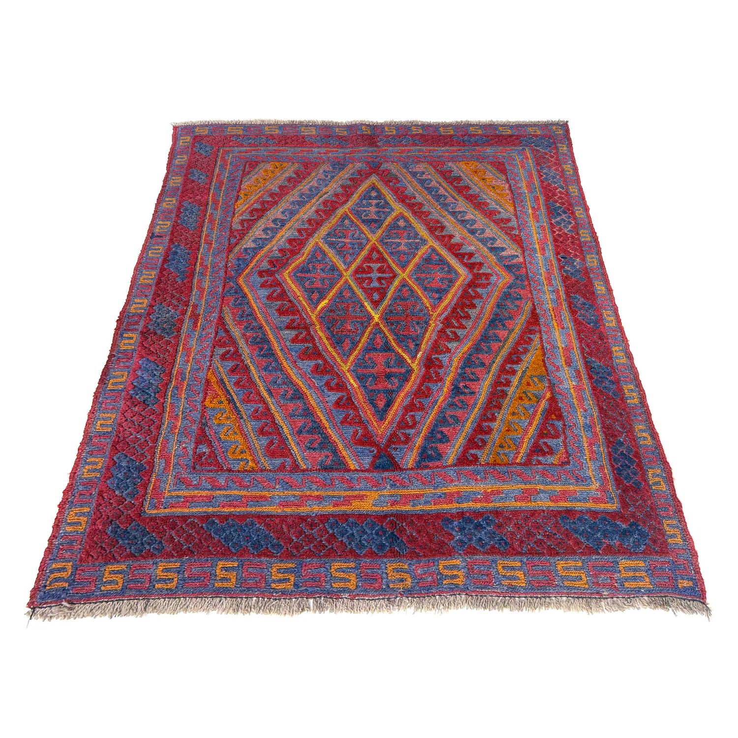 Handmade Afghan Carpet 3' 8" x 4' 2" ft / 112 x 127 cm - No. Y39588