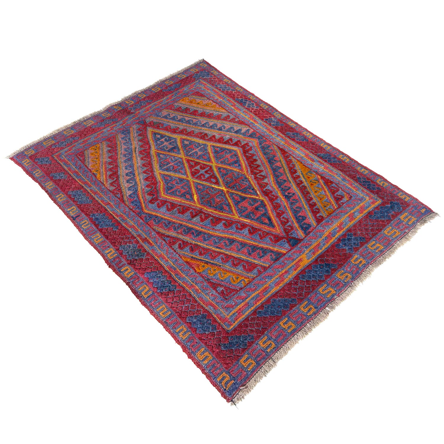 Handmade Afghan Carpet 3' 8" x 4' 2" ft / 112 x 127 cm - No. Y39588