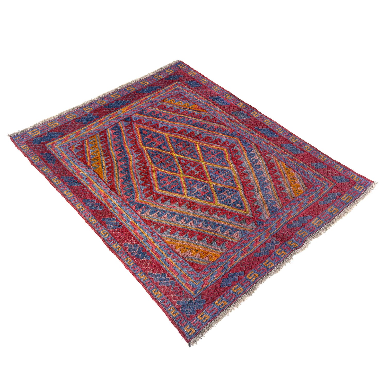 Handmade Afghan Carpet 3' 8" x 4' 2" ft / 112 x 127 cm - No. Y39588
