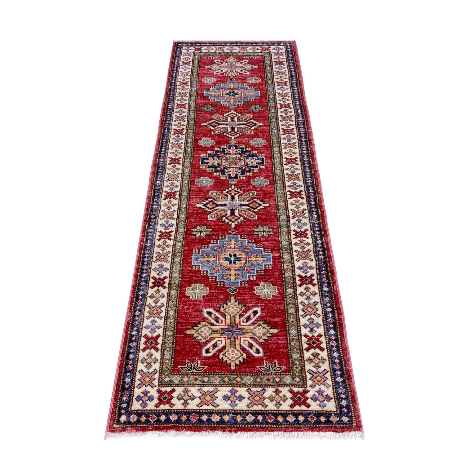 Premium Hand Knotted Kazak Runner Rug 1' 10" x 6' 0" ft / 57 x 182 cm - No. Y39599
