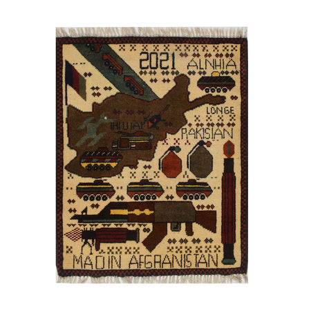 Afghan War Rug 2' x 2'5 (ft)/ 61 x 77 (cm) - No. R15589 - ALLRUGO