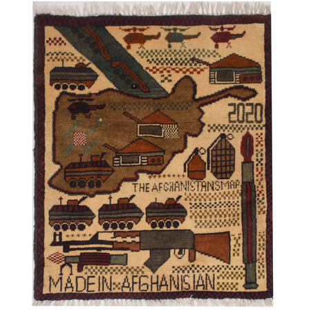 Afghan War Rug 1'8 x 2'5 (ft)/ 56 x 78 (cm) - No. R16123 - ALLRUGO