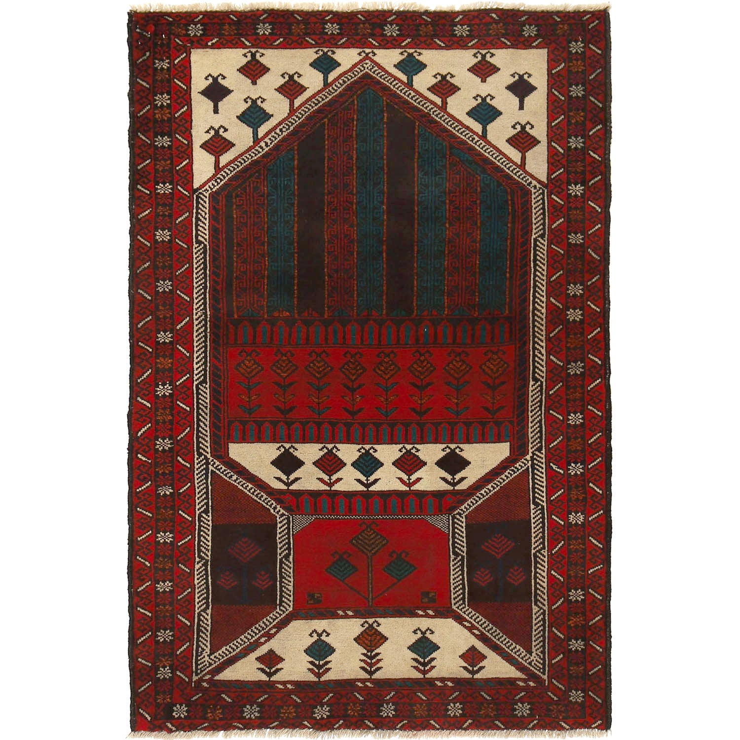 Prayer Rug 3' x 5'5 (ft) / 92 x 168 (cm) - No. g15435a - ALLRUGO