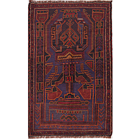 Baluchi Rug 3' x 4'6 (ft) / 92 x 141 (cm) - No. w14944 - ALLRUGO